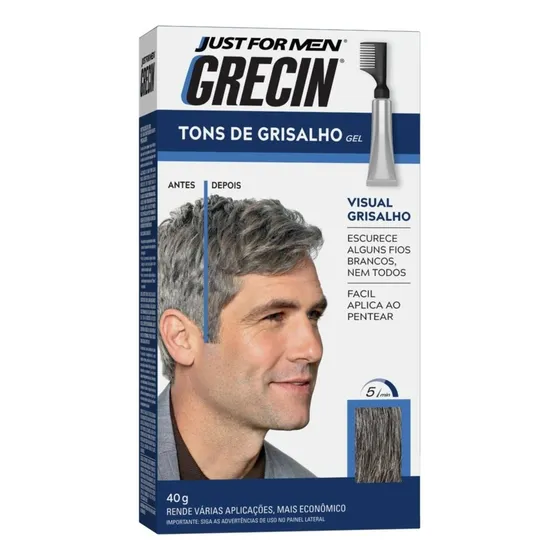 Shampoo Tonalizante em Gel Grecin 5 Visual de Grisalho Fácil de Aplicar 40g