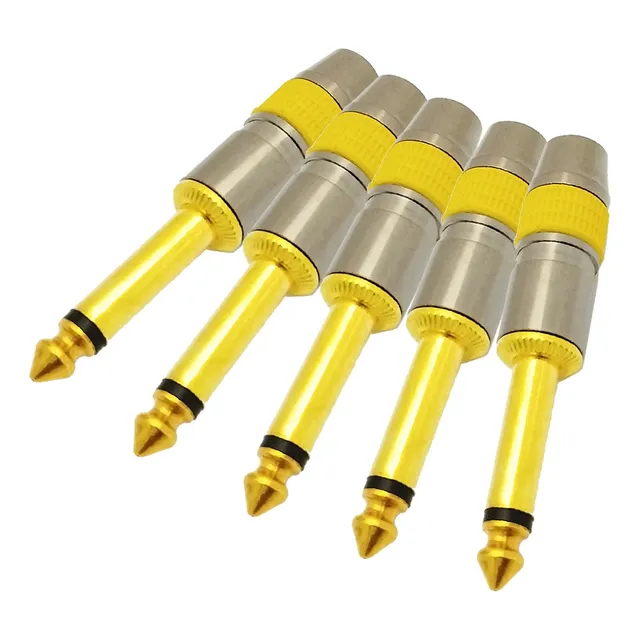 Pack X 5 - Ficha Plug 6.5 Mono Metálico De Lujo