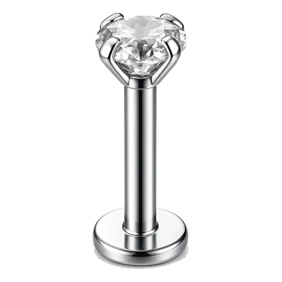 Piercing Titânio Cravejado Com Zircônia Nariz Tragus Helix