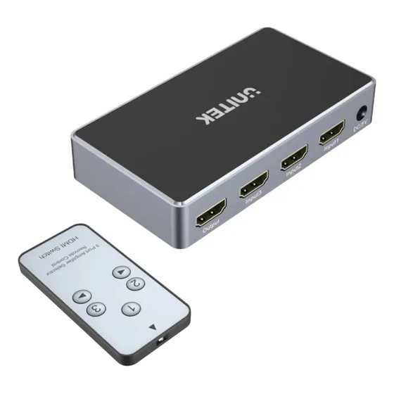 Switch Unitek Hdmi 3 Puertos A 1 Ultrahd 4k + Control Remoto