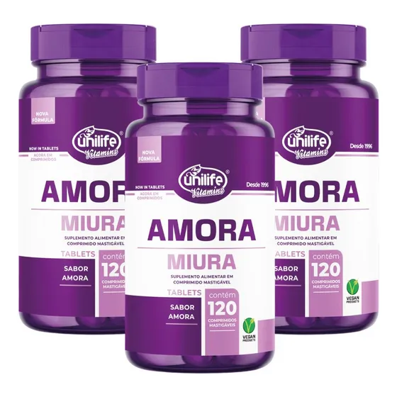 Kit 3 Amora Miura + Resveratrol 120 Comp  Unilife  Menopausa