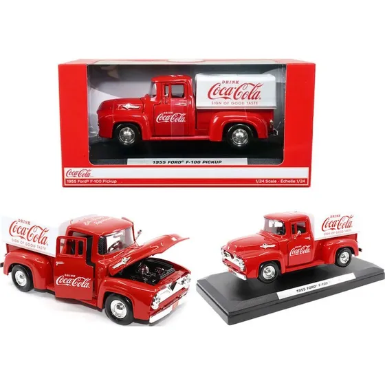 1955 Ford F-100 Pick Up Coca Cola 1:24 Motor City Classics Color Rojo