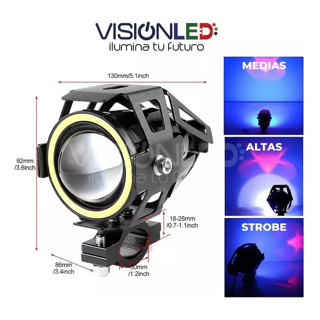 Faro Led Ojo Angel 1500lm Rojo, Blanco, Azul Y Sin Aro