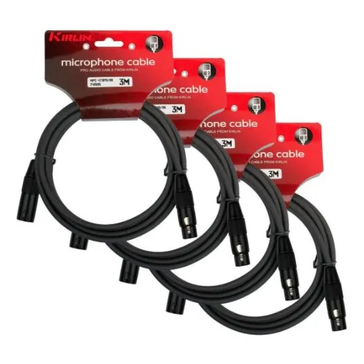 Pack 4 Cables Microfono Xlr 3 Mts Kirlin Negro Envío Gratis