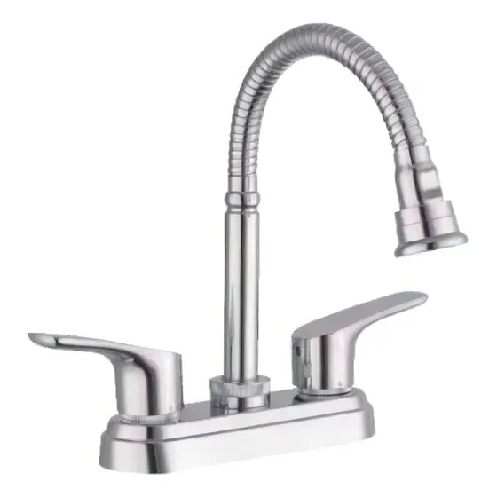Mezcladora Para Lavabo Cuello Flexible Cromada Color Gris Claro