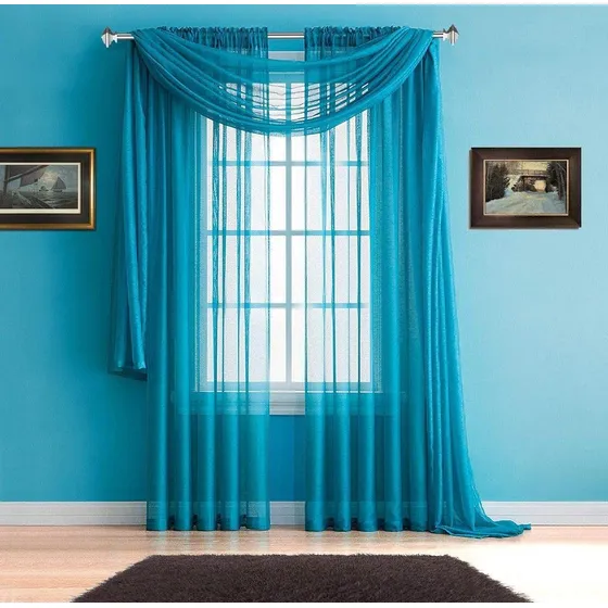 Empire Home Cortina Transparente Azul Brillante 216  Largo