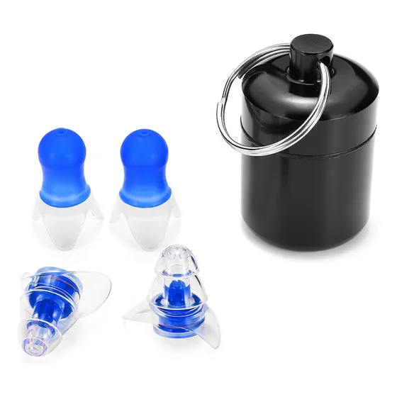 Set De Tapones Oídos Silicona 27db Música + Tapones Avión