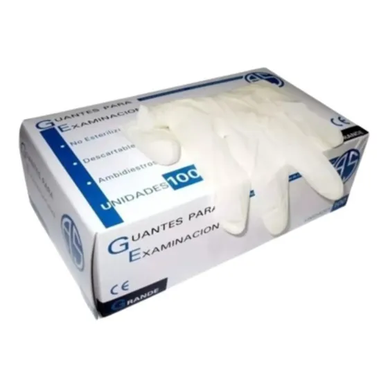 Guantes Descartables Euromix Examinación Látex Color Blanco Talle M 100 Unidades