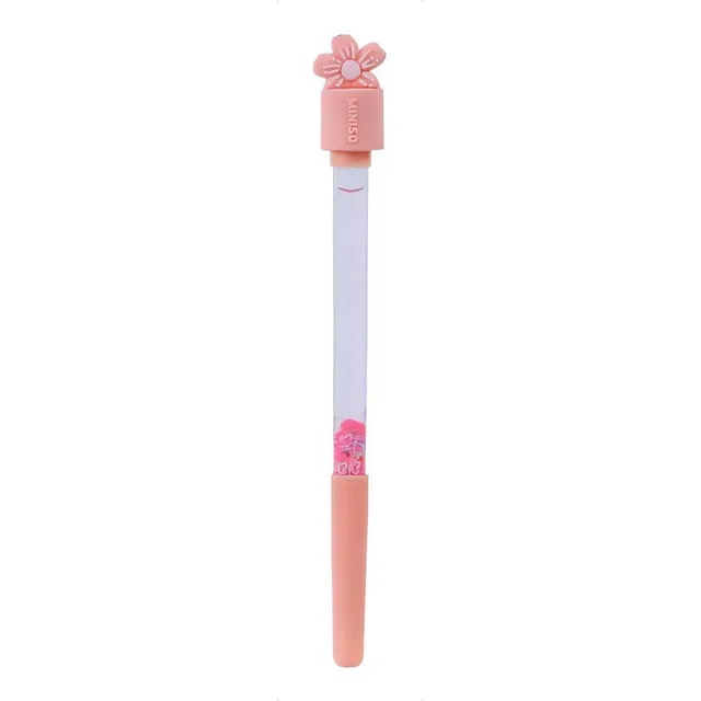 Miniso Pluma De Gel Sakura Tinta Negra 0.5 Mm Barril Transpa