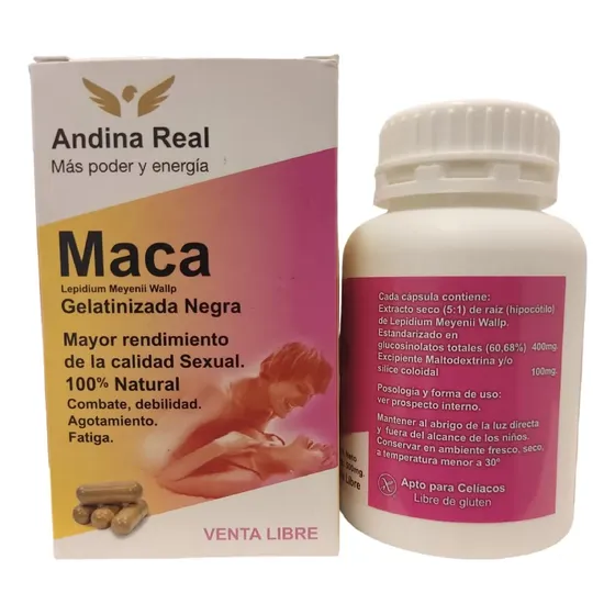 Cápsulas De Maca Negra Andina Real 60g Nutricional