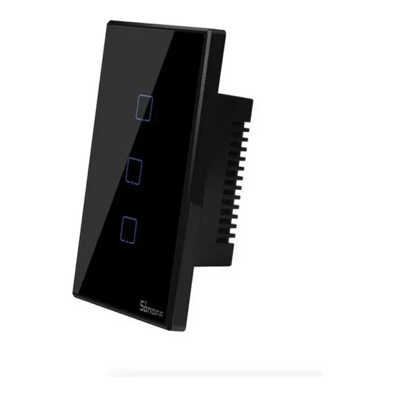 Sonoff T3 Us 3 Canales Tecla De Pared Touch Wifi Color Negro