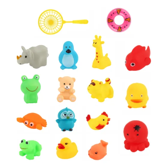 Set De 17 Animalitos De Goma Blanda Para El Baño Bebes
