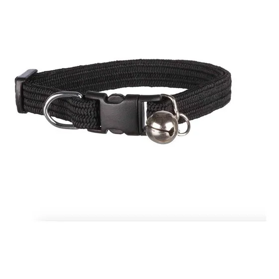 Collar Elástico Ajustable Para Gatos Con Cascabel Trixie Color Negro Liso