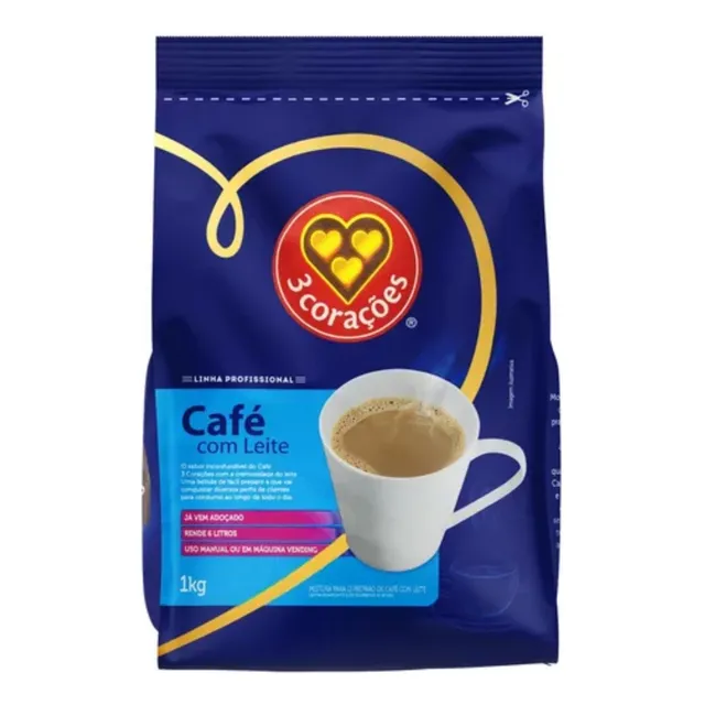 Café Instantâneo Com Leite 3 Corações Profissional  1 Kg