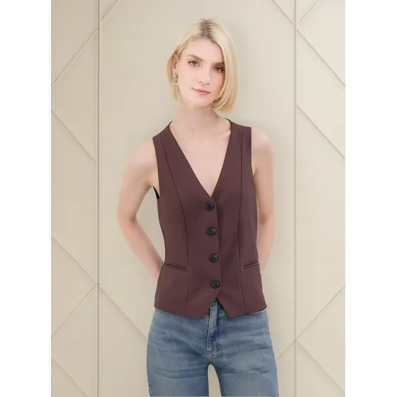 Chaleco Para Mujer Plano Marca Patprimo Color Café #30250041