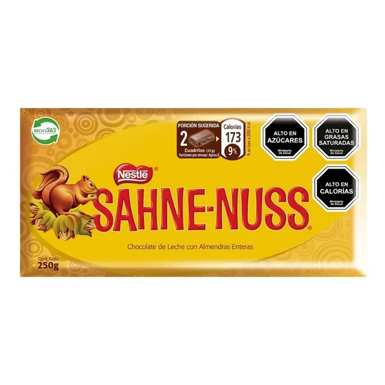 Chocolate Sahne Nuss Con Almendras 250 G
