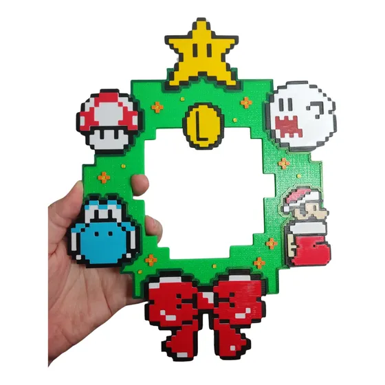 Guirlanda Natalina Decoração Geek Mario Bros Pixel 3d