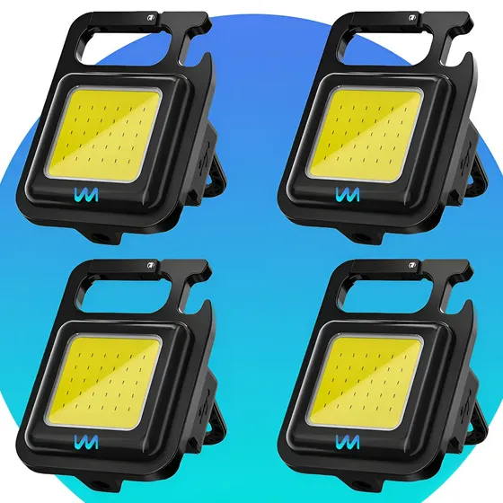 4x Mini Lanterna Refletor Led Potente 3 Modos De Luz Recarregável Usb Com Imã Multifuncional 6 Em 1 Chaveiro Abridor De Garrafas Pesca Acampamento Trilhas Wmix Eletrônicos