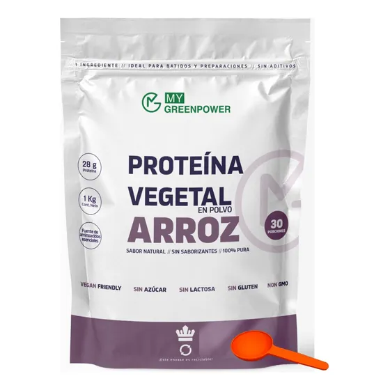 Proteina Arroz Aislada Vegan 1 Kg My Green. Sin Azucar