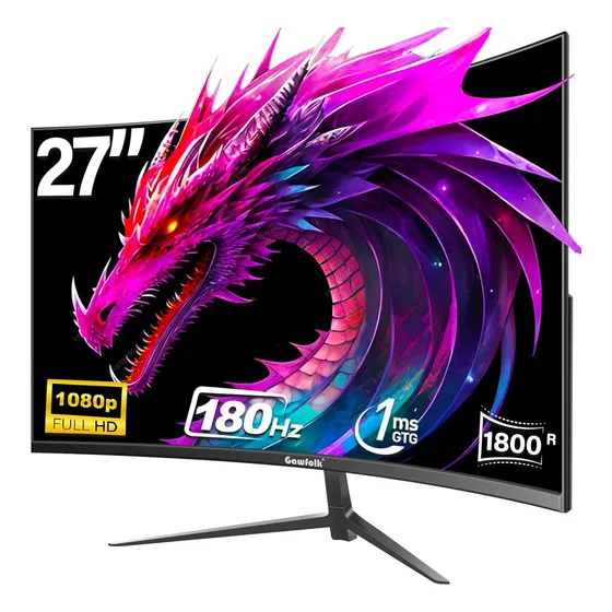 Monitor Curvo Para Jogos, 27 Polegadas, 180 Hz/hdmi/dp