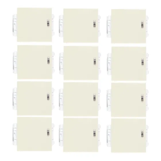 12 Pack De Apagador 1.5 Módulos Con Luz Piloto Igoto Color Marfil