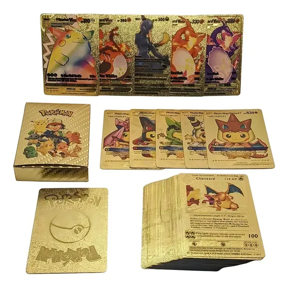Kit de 54 cartas Pokémon Vmax V Gx Pikachu edición negra y dorada | Cuotas sin interés