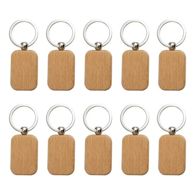 Llavero De Madera Rectangular Redondeado En Blanco, 240 Unid