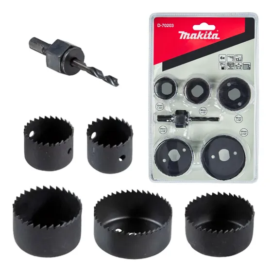 Kit Serra Copos + Adaptador 6pçs Makita D-70203 32 A 64mm