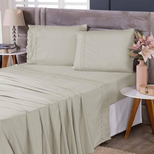Jogo De Cama Casal Queen 3 Pçs Lençol Bordado 400 Fios Luxo Jogo De Cama Casal Queen 3 Pçs Lençol Bordado 400 Fios Luxo