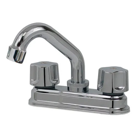 Llave Mezcladora Para Lavabo Económica Rugo 24ct Acabado Cromado Color Plateado