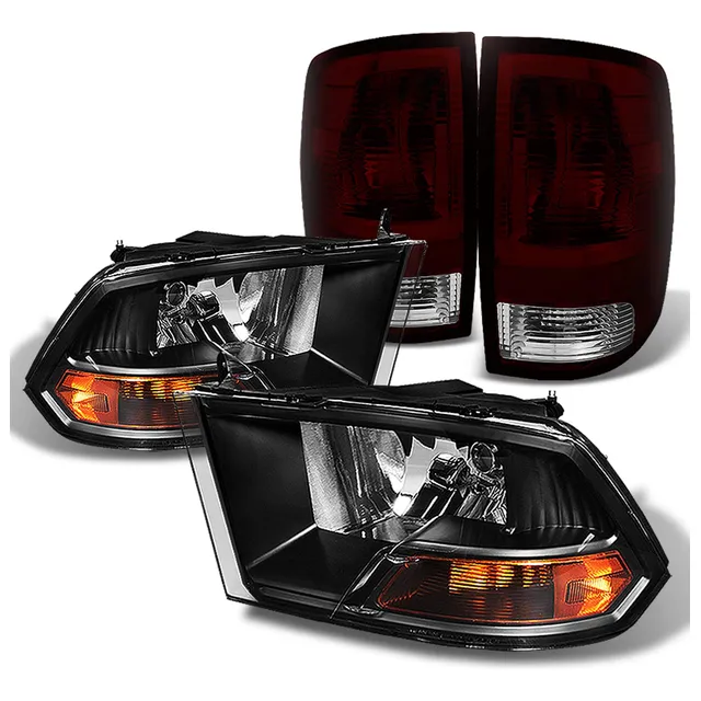 Para Dodge Pickup Ram Faro Negro Luz Trasera Ahumada Rojo