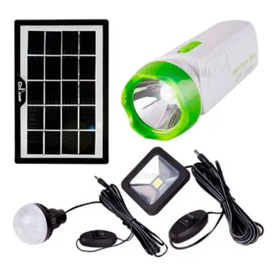 Kit Linterna Recargable Y Portatil Con Panel Solar 3w