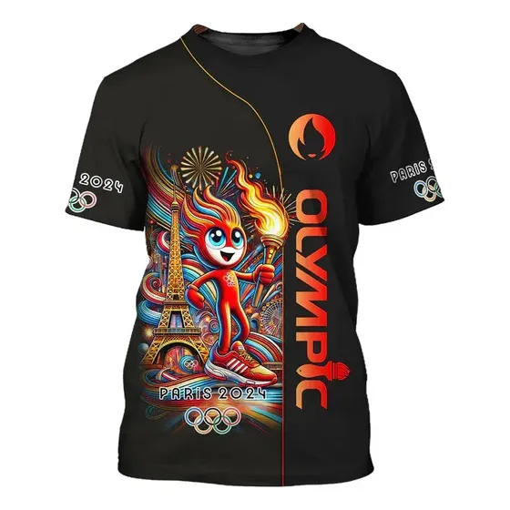 Playera Con Impresión 3d De La Antorcha Olímpica París 2024
