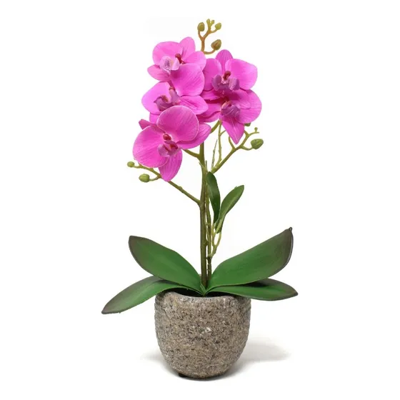 Orquidea Artificial Fucsia Con Maceta 34cm