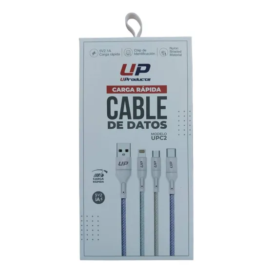 Cable Carga Rápida Para iPhone Lightning Trenzado Nailon 1mt