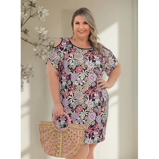 Vestido Plus Size Abertura No Ombro Do Tam 46 Ao 60