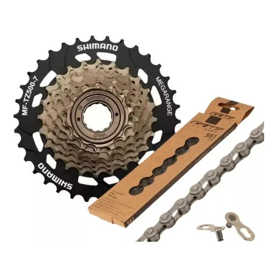 Pacha De 7 Velocidades Shimano Megarange 14-34 Con Cadenilla Cantidad Mínima De Dientes 14