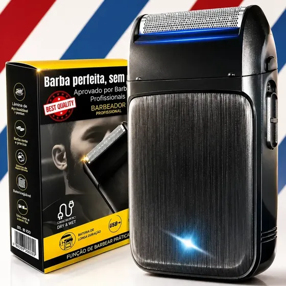 Barbeador Elétrico CARPIEN Profissional Shaver Premium para Homem Recarregável com Lâminas de Aço Inoxidável