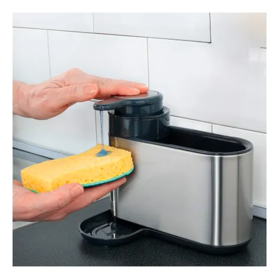 Dispenser De Detergente Y Organizador Mesada Acero Inox.