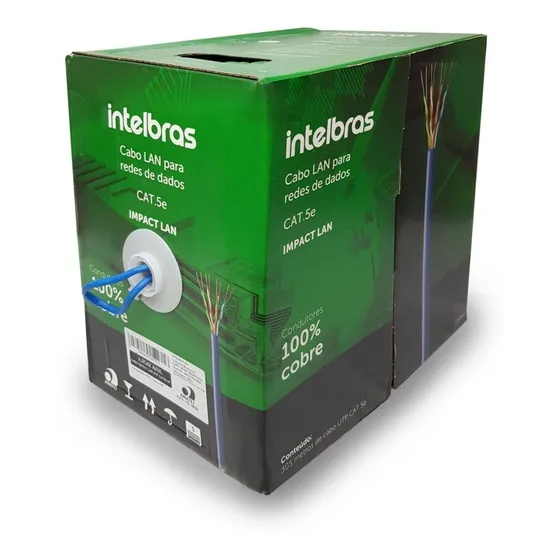 Cx Cabo Rede Intelbras Cat5e 300 Metros Cftv Azul 100% Cobre