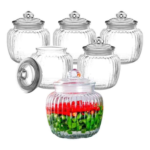 Conjunto 6 Pote Hermético Conserva Baleiro Bomboniere Vidro