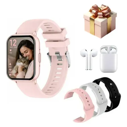 Smartwatch Mulher Compatível iPhone Samsung Gps  Prova Dágua Rose Rosa
