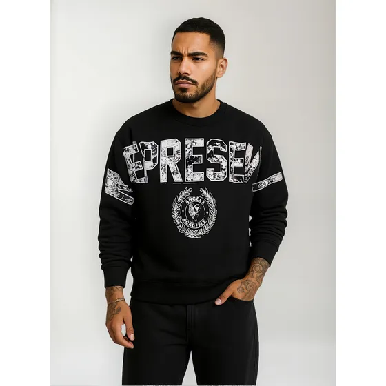 Buzo Cuello Redondo Oversize Hombre Frisa Estampado