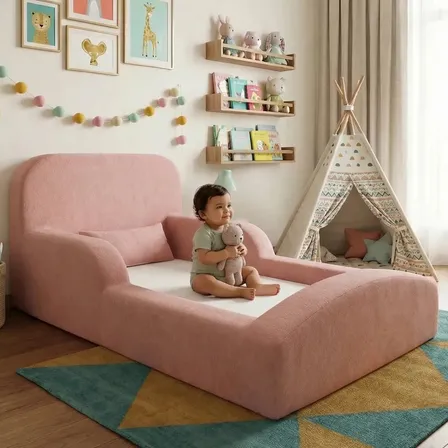 Cama Montessoriana Berço Encanto 100% Espuma Rosa