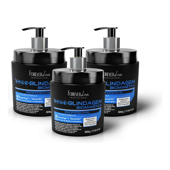 Combo 3 Blindagem Capilar Biomimétrica Forever Liss 500g