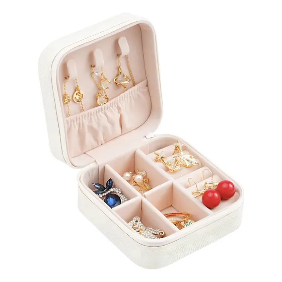 Caja Joyero Alhajero Organizador Anillos Bijouterie Color Blanco