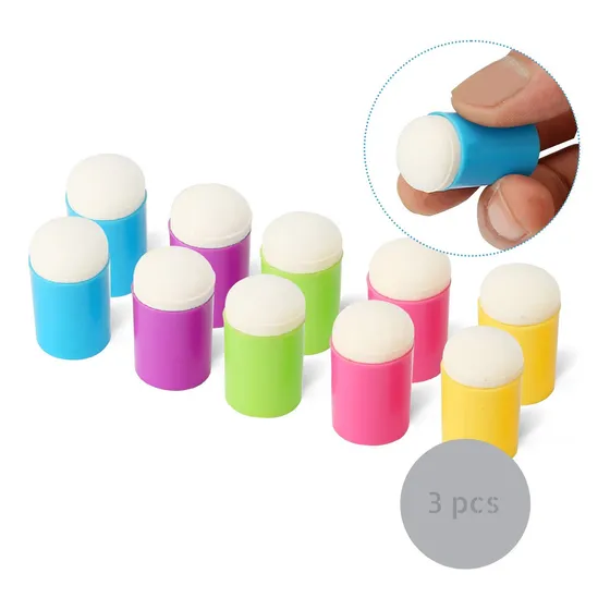 Batedor De Dedo Esponja Pintura Kit 3 Peças