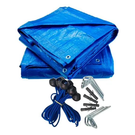 Capa Piscina-3,50 X 6,50 -330 Micras Azul - C/kit Instalação