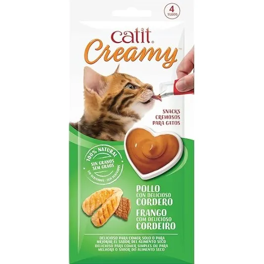 Snack Gato Catit Creamy Sabor Pollo Y Cordero 40gr