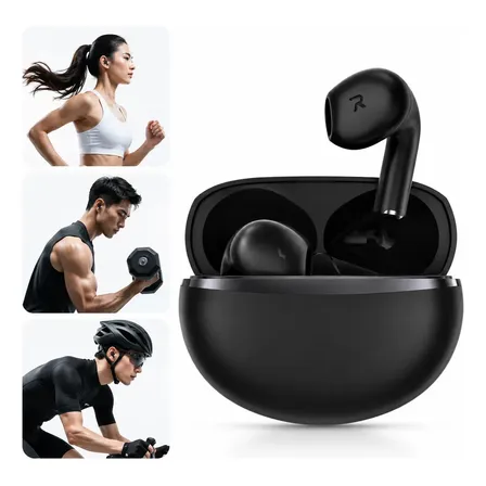 Fone De Ouvido Sem Fio Eletro Mex J-85 Pro, Drivers De 10 Mm Com Graves Potentes, Bluetooth 6.0, 24 Horas De Autonomia, Resistentes À Água, 2 Microfones, Esportivo Trabalho Diário Preto